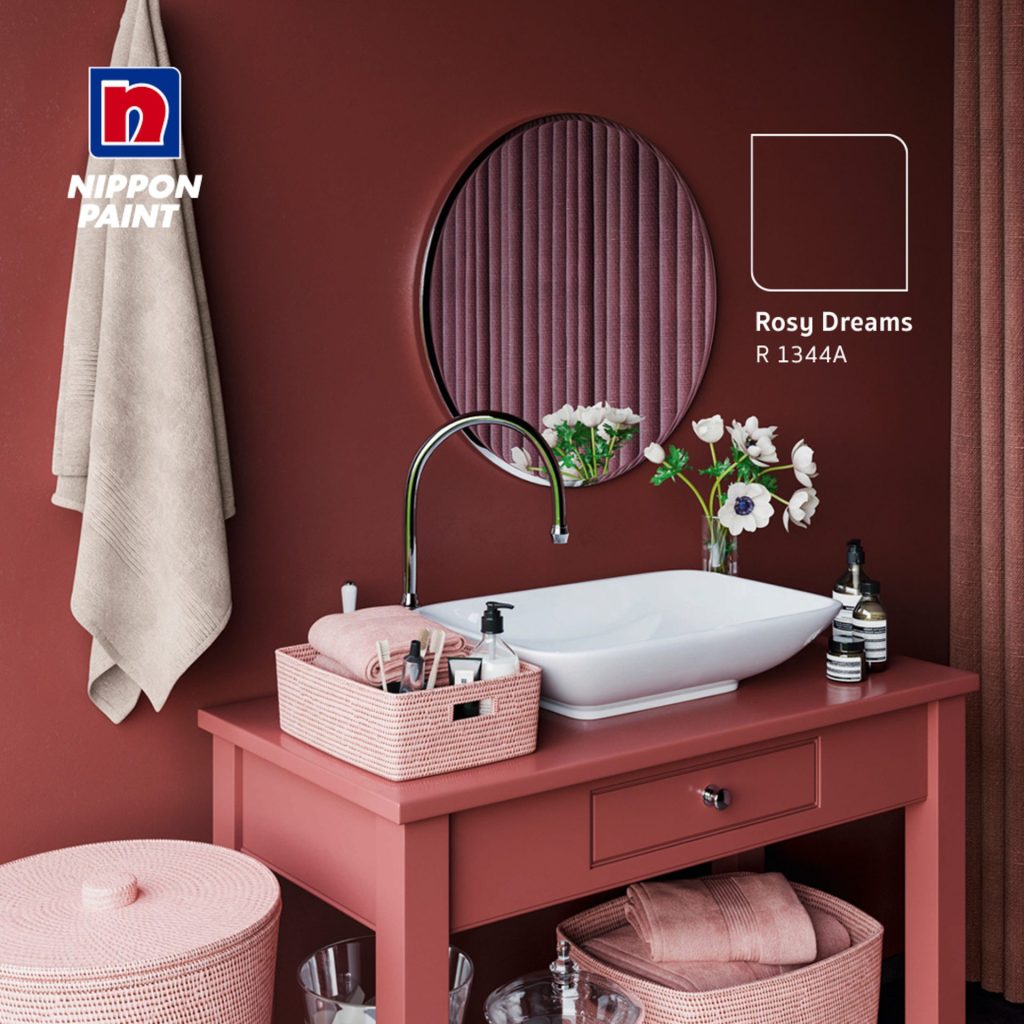 การใช้สีทาบ้านในส่วนห้องน้ำตกแต่งในเฉดสี Rosy Dreams